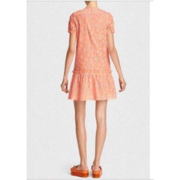 Coach Embroidered Floral Dress in Peach Size 4 - Picture 2 of 8